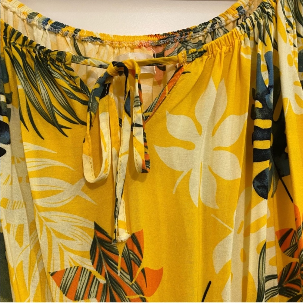 Seven Islands Sunny Yellow Floral tropical Dress tie front size large - Picture 6 of 7